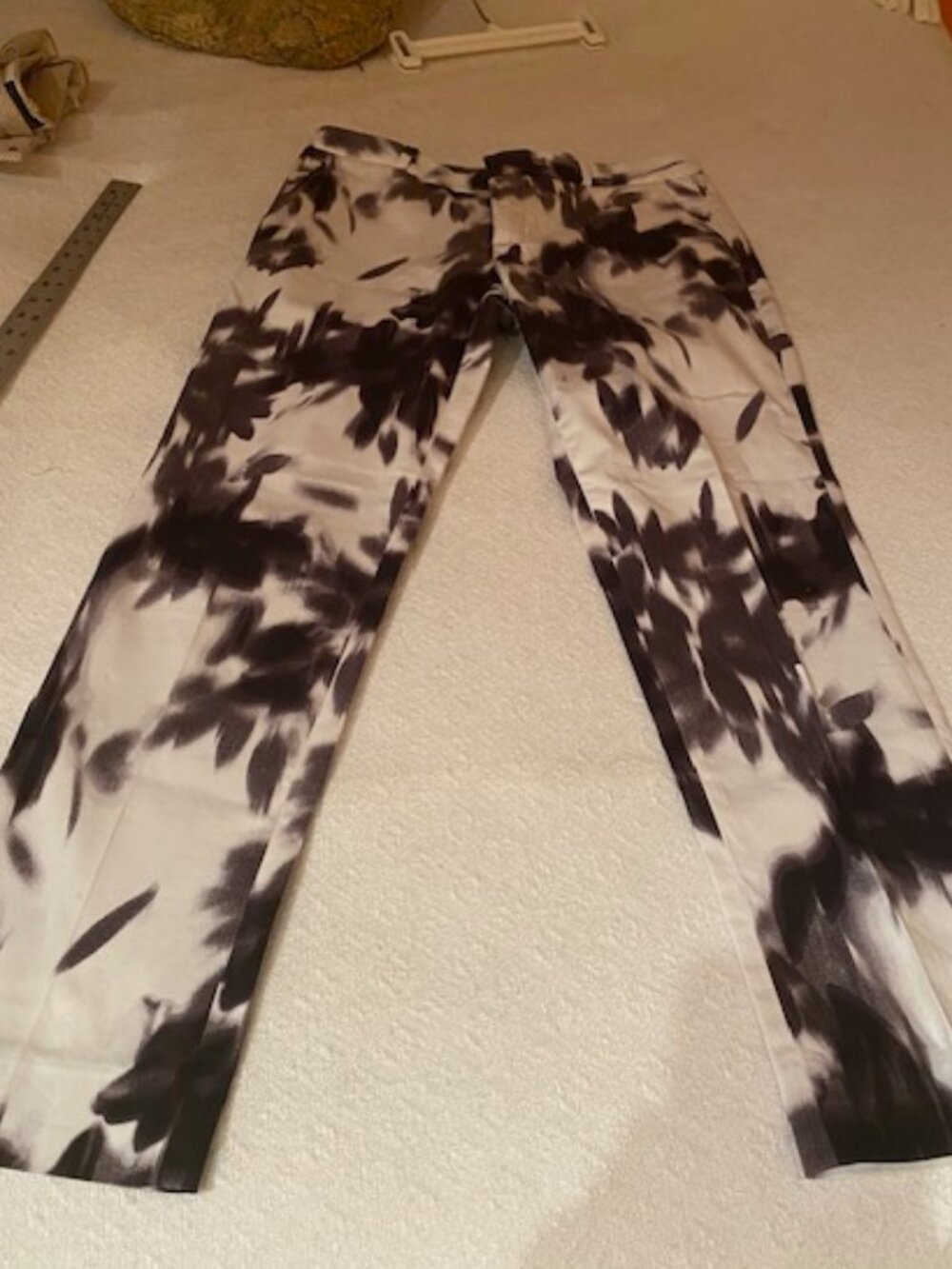 Banana Republic Women Ryan Black White Slim Straight Dress Pants Size 4 Cotton